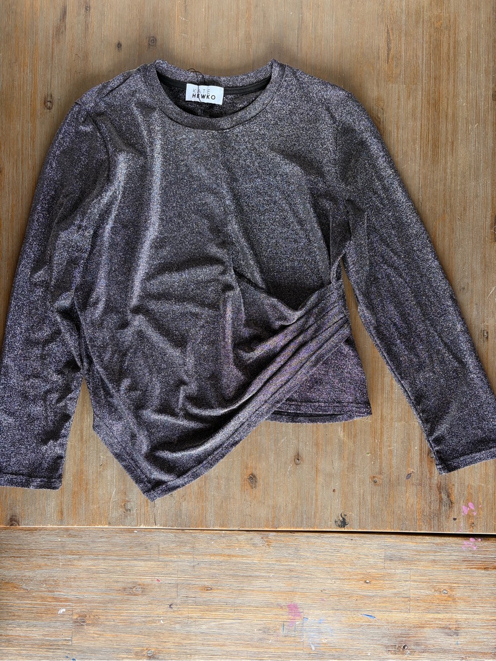 Kate Hewko Draped Glitter Long Sleeve Top